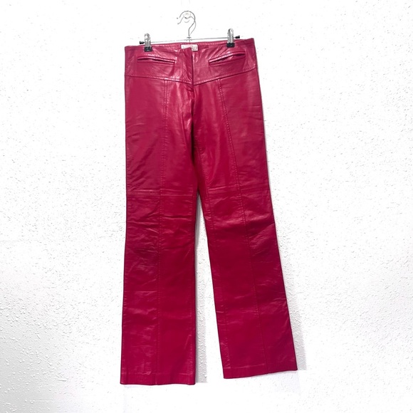 Parallel Vibrant Red Leather Trousers 4 - Picture 1 of 15
